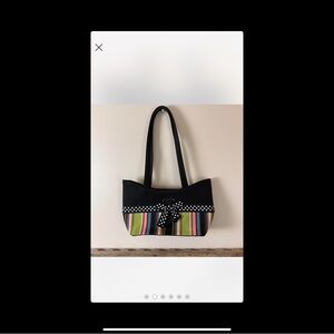 Kate Spade Black and Green Shoulder Bag with Polka Dot Detail
